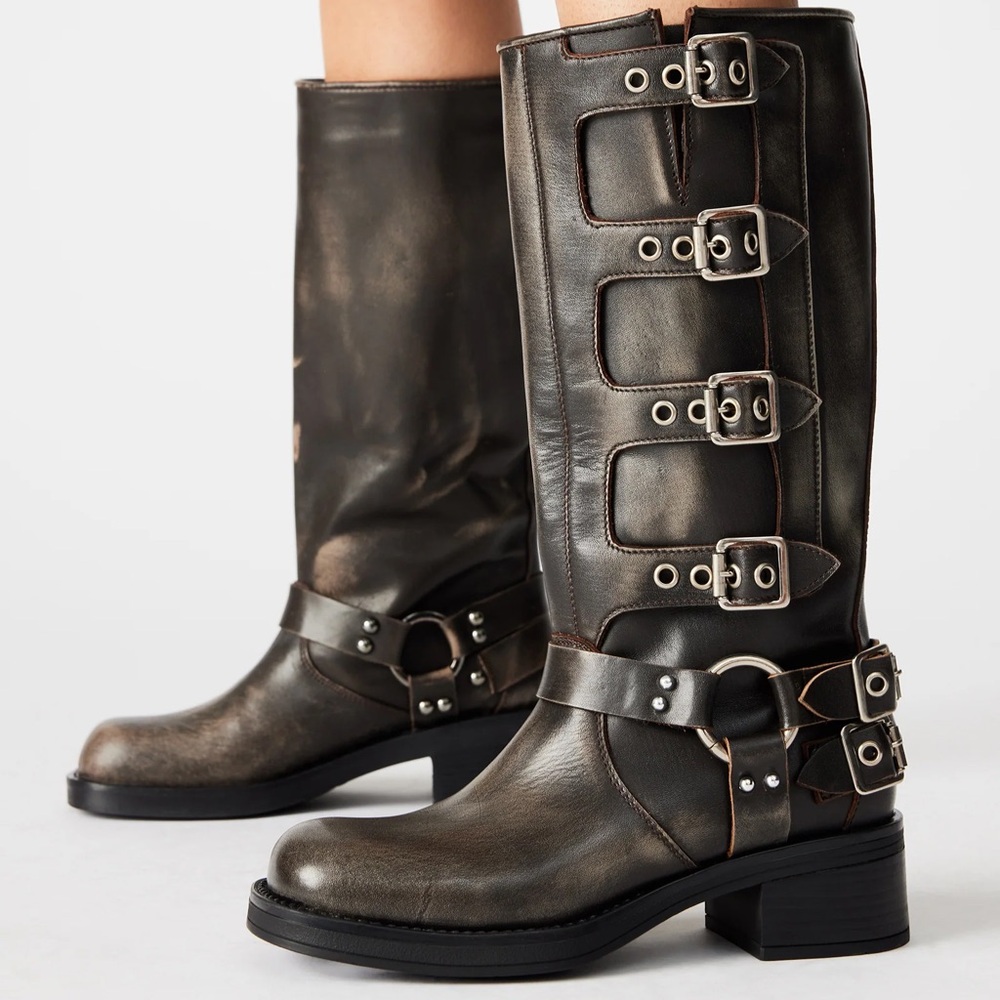 Steve Madden Brocks Distressed Harness Boot